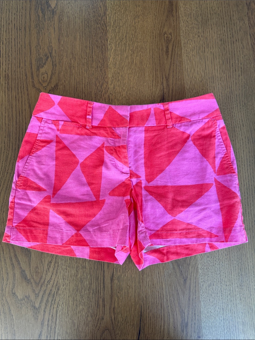 LOFT Pink & Red Geometric Bermuda Shorts